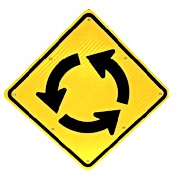 30" Solar Powered LED Flashing Roundabout Sign
